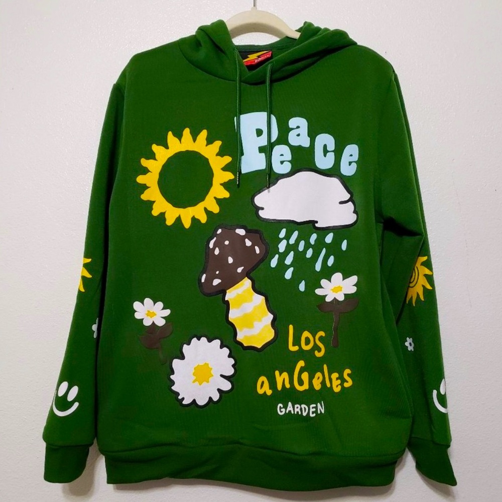 Riot Empire Hooded Sweatshirt Sz M,hippie,retro,funky,smiley,mushroom,daisy,Y2K